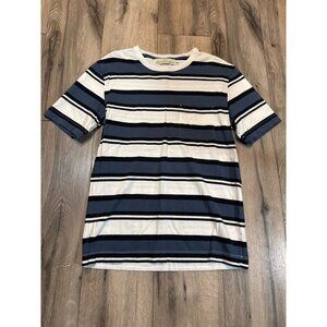 H&M L.O.G.G. Mens Striped T-Shirt Blue & White Short Sleeve Casual Top Size S